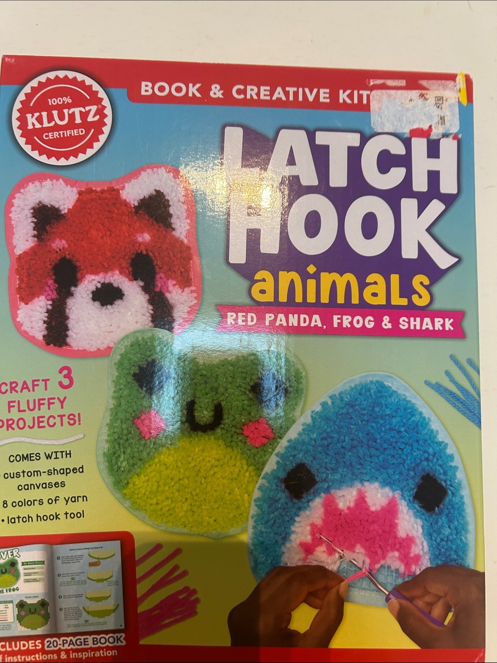 Klutz Latch Hook Animals Craft Kit - Blue, Green & Red